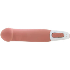Satisfyer Master vibrator shown horizontally, highlighting smooth tapered tip and button panel