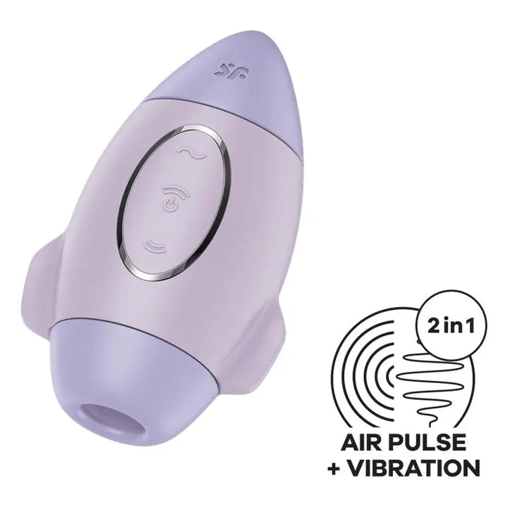 Satisfyer Mission Control violet air pulse vibrator with 2-in-1 air pulse and vibration label
