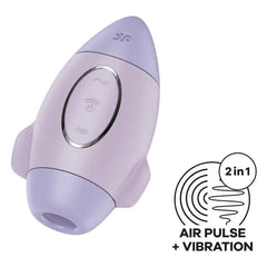 Satisfyer Mission Control violet air pulse vibrator with 2-in-1 air pulse and vibration label