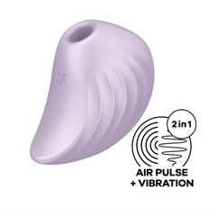 Satisfyer Pearl Diver violet air pulse clitoral stimulator with 2-in-1 air pulse and vibration label