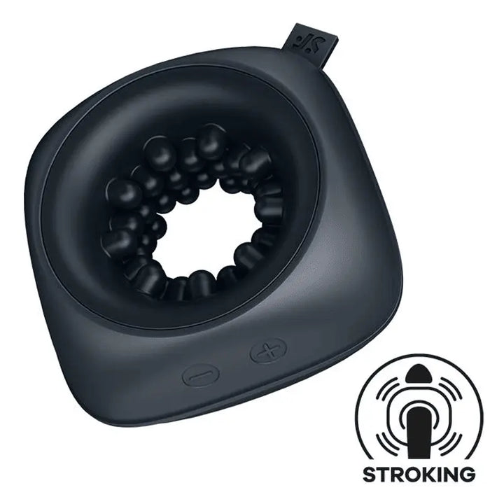 Satisfyer Ring Stroker vibrating masturbator in matte black silicone with beaded inner ring