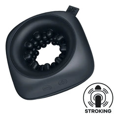 Satisfyer Ring Stroker vibrating masturbator in matte black silicone with beaded inner ring