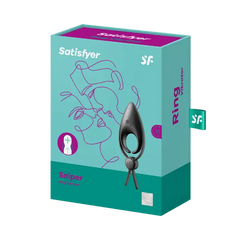 Satisfyer Sniper Ring Vibrator packaging box in teal and purple showing product name and design
