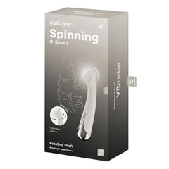 Satisfyer Spinning G-Spot 1 product packaging box displaying rotating shaft G-spot vibrator details