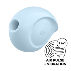 Satisfyer Sugar Rush clitoral air pulse stimulator in soft blue silicone, front view