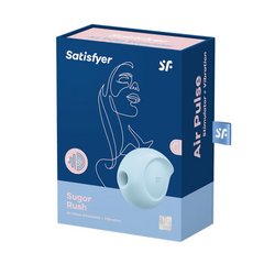Satisfyer Sugar Rush retail packaging box, navy and blue design, Air Pulse Stimulator label