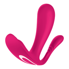 Satisfyer Top Secret+ wearable vibrator in deep pink silicone, three-arm ergonomic design