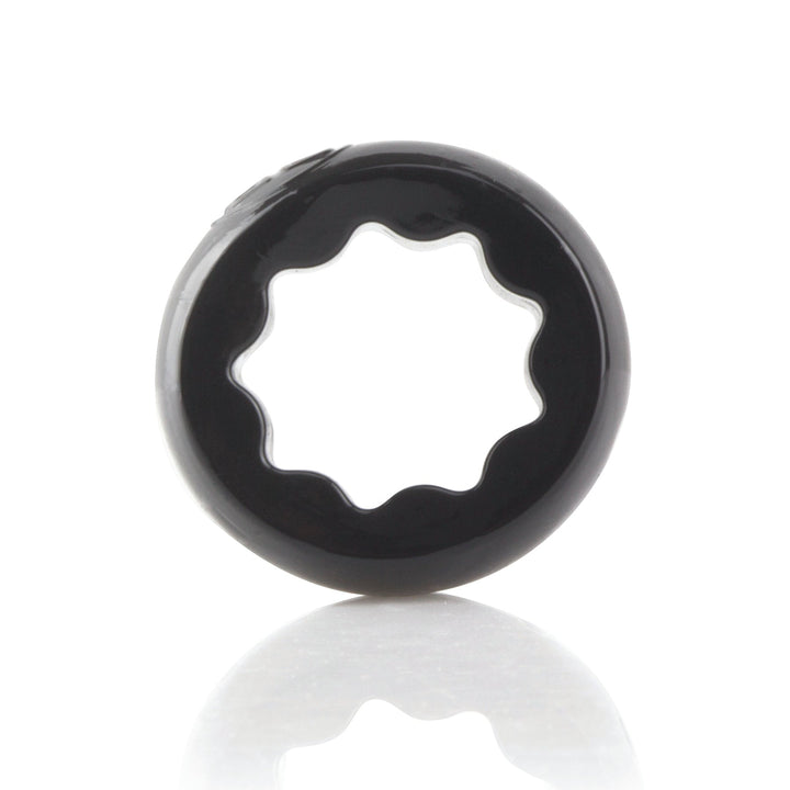Screaming O Ring O Ranglers Spur cock ring in black, front view showing wavy inner edge