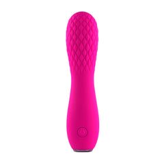 Selopa Razzle Dazzle pink silicone vibrator with diamond-texture head and power button