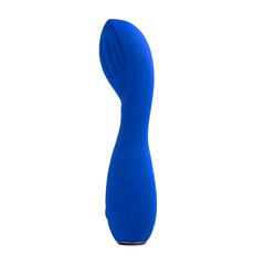Selopa Sapphire G vibrator in royal blue silicone, curved ergonomic profile, front view