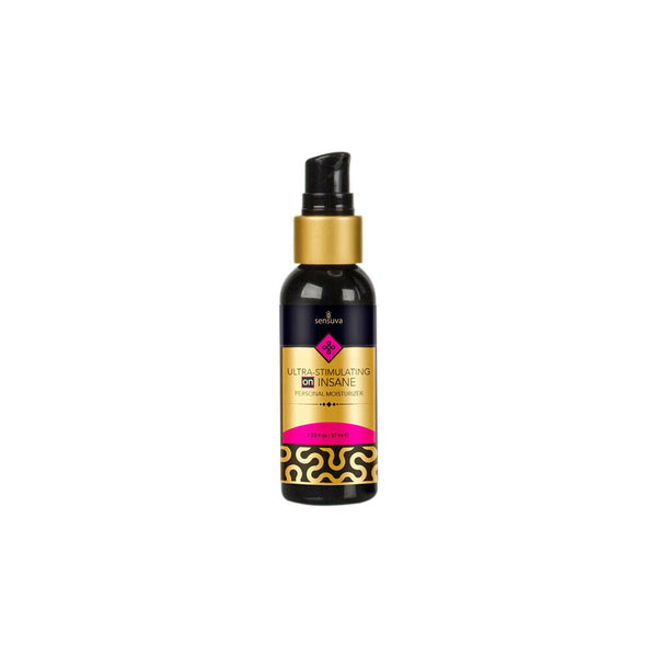 Sensuva ON Insane personal moisturizer in a 2oz black pump bottle with gold cap