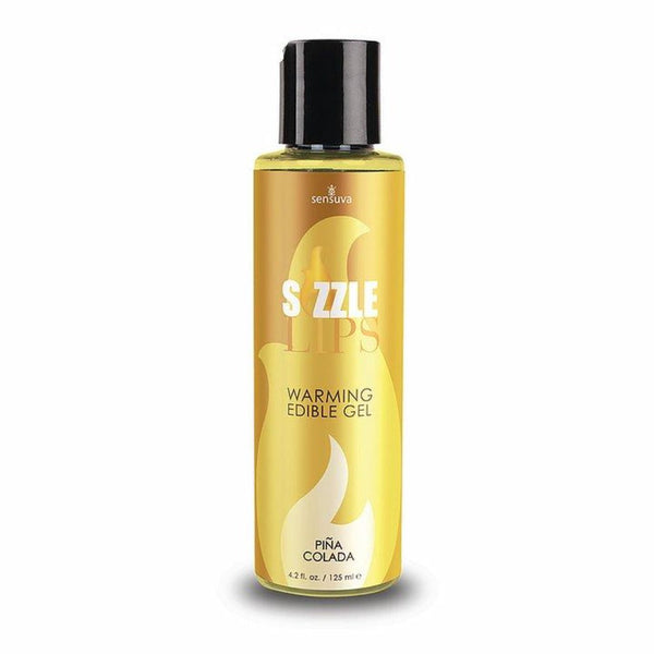 Sensuva Sizzle Lips Warming Edible Gel in Piña Colada, 125 ml gold bottle with black cap