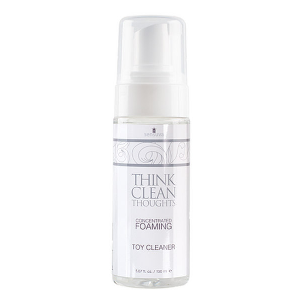 Sensuva Think Clean Thoughts foaming toy cleaner in a 150ml white pump dispenser bottle
