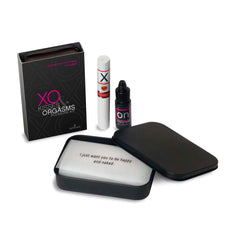 Sensuva XO Kisses and Orgasms Pleasure Kit with black box, arousal oil, and lip balm