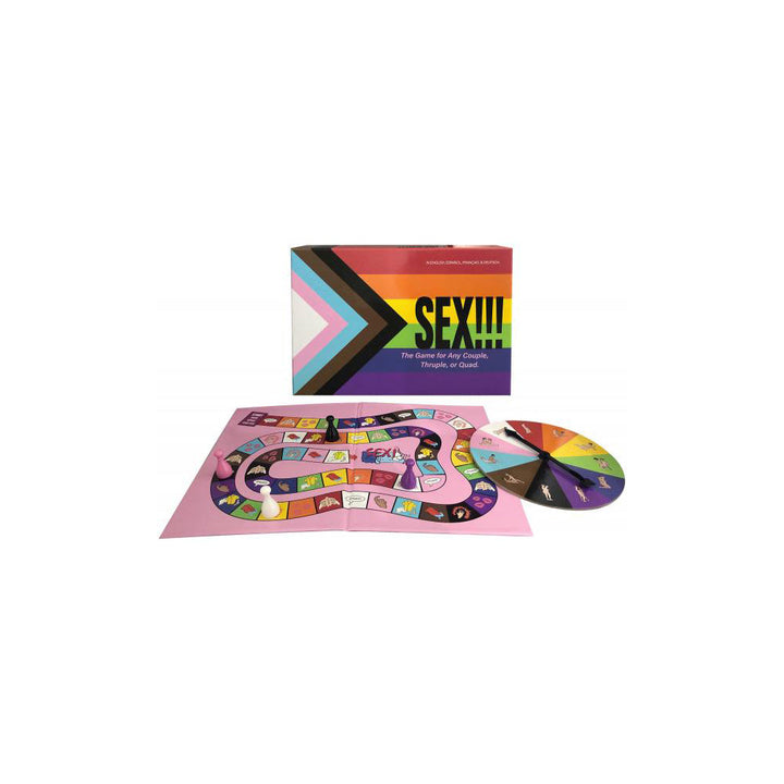 SEX!!! board game by Kheper Games with spinner, game board, and pride flag box