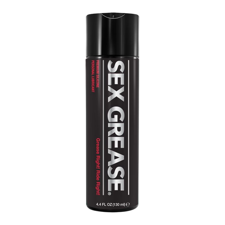 Sex Grease Silicone personal lubricant in a sleek black 4.4 oz flip-top bottle