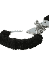 Sportsheets Sex & Mischief Black Furry Handcuffs - Dreamy Desire