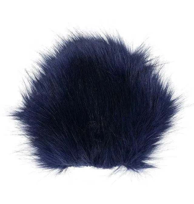 Sex & Mischief Cougar Sensory Glove in navy blue faux fur, front view