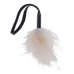 Sex & Mischief CreaMe Wrist Feather Tickler with soft white marabou feathers and black handle
