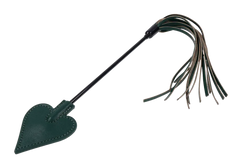 Sex & Mischief Indica Dual Impact Crop in emerald green with heart-shaped leather tip