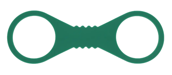Sex & Mischief Indica Large Silicone Cuffs in green, figure-eight wrist restraint shape