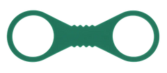 Sex & Mischief Indica Large Silicone Cuffs in green, figure-eight wrist restraint shape