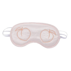 Sex & Mischief Peaches n CreaMe Blindfold, blush satin with peach embroidery, front view