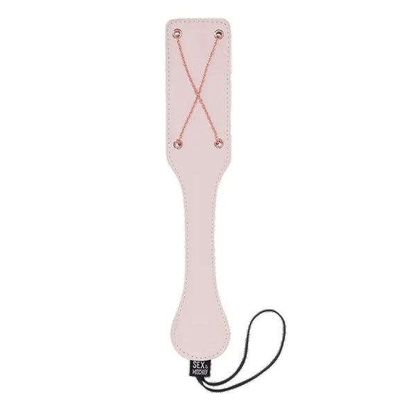 Sex & Mischief Peaches n CreaMe Chain Impressions Paddle in blush pink with rose gold chain detail