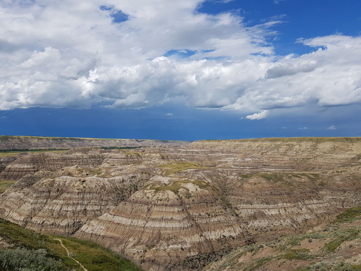 Badlands rock formations in southern Alberta