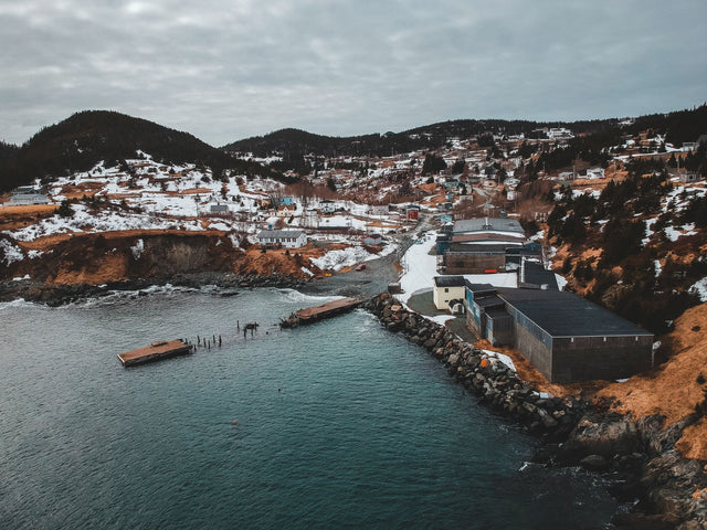Harbour town between the sea and hills on Newfoundland's west coast