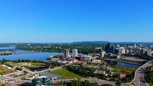 Aerial view of the Ottawa River and Gatineau