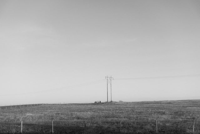 Black and white prairie landscape in Alberta