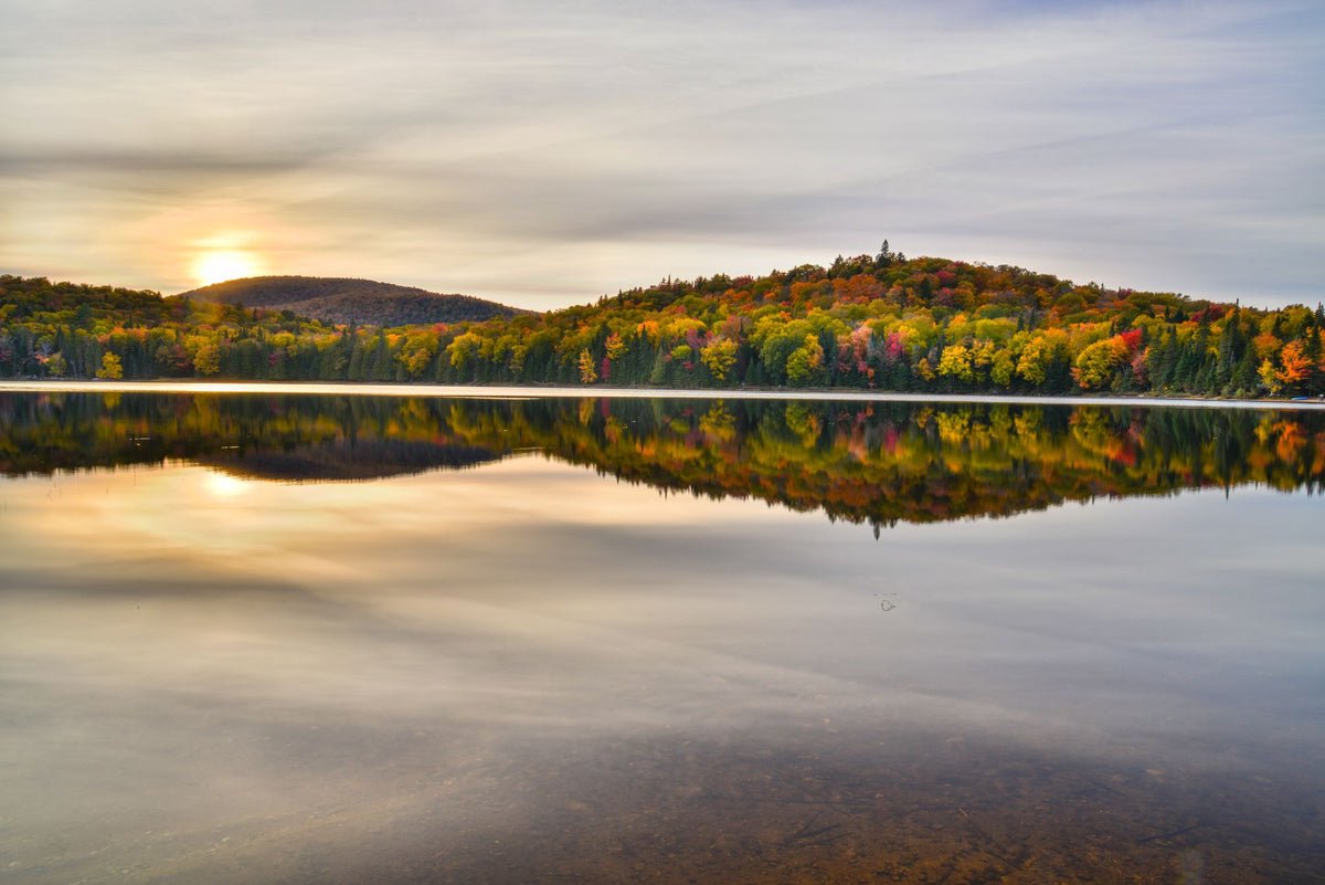 Autumn forest above a lake in Canada