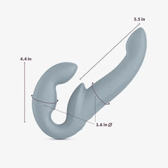 Share Vibe Pro grey with dimension callouts: 5.5 in, 4.4 in insertable, 1.6 in diameter
