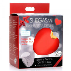 Shegasm 10X Heart's Desire retail box showing AirStim technology label, product image, and 5-year warranty badge