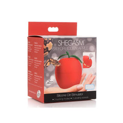 Shegasm 6X Forbidden Apple Silicone Clit Stimulator in retail packaging box, front view