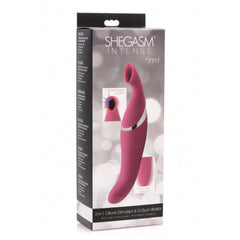 Shegasm Intense by Inmi in retail box showing 2-in-1 clitoral stimulator and G-spot vibrator product details