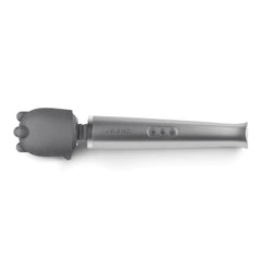 Shiatsu deep tissue attachment fitted onto a silver Le Wand wand massager, side profile view