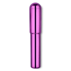 Shiny metallic dark cherry Grand Bullet vibrator body without silicone sleeve attached