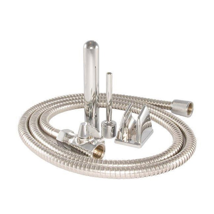 Si Novelties stainless steel shower bidet system with flexible hose, nozzle, and wall bracket