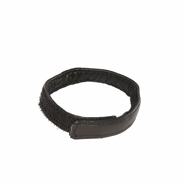 Si Novelties Velcro Closure Leather C Ring in black with adjustable hook-and-loop strap