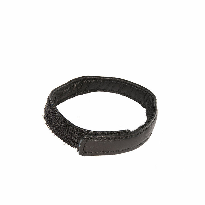 Si Novelties Velcro Closure Leather C Ring in black with adjustable hook-and-loop strap