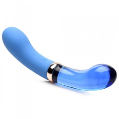 Side view of 10X Bleu showing curved silicone end and blue borosilicate glass end