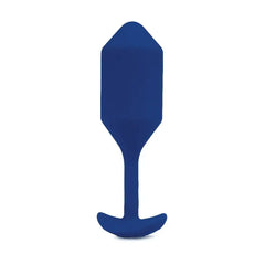 Side angle of b-Vibe Snug Plug 4 highlighting smooth matte silicone finish and slim neck