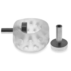 Side angle of clear ice Airballs Electro stretcher displaying dual steel pin electrode ports