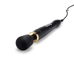Close-up side angle of Doxy Die Cast Wand showing rounded silicone head and gold accent ring