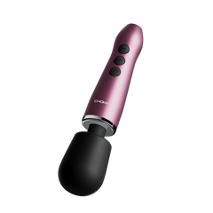 Side-angle view of the Doxy Go wand massager showing the flexible black silicone massage head