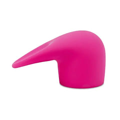 Close-up side angle of the Flick pink silicone attachment showing tapered curved tip