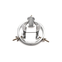 Side-angle close-up of Forced Spread stainless steel retractor mechanism fully visible