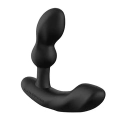 Side angle of Lovense Edge 2 prostate massager highlighting smooth matte black silicone finish